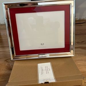 Pottery Barn Silver Frame with Red Grosgrain Mat